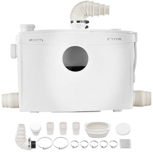 SKYSHALO Macerator Pump 1200W 48GPM Flow 33 ft. Head Macerator Sewerage Toilet Pump with 4 Water Inlets for Toilet