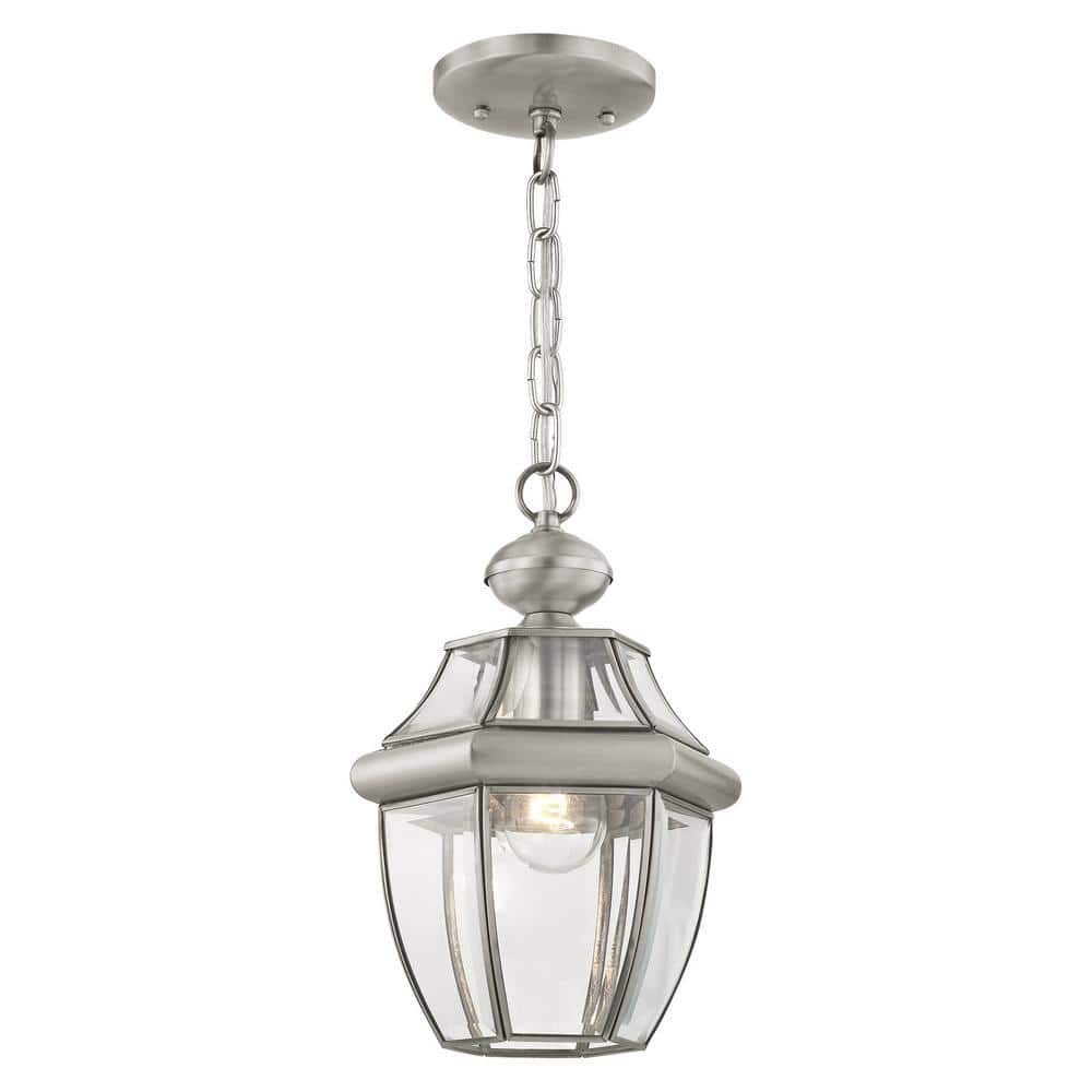 Monterey Brushed Nickel Glass Outdoor Pendant Light