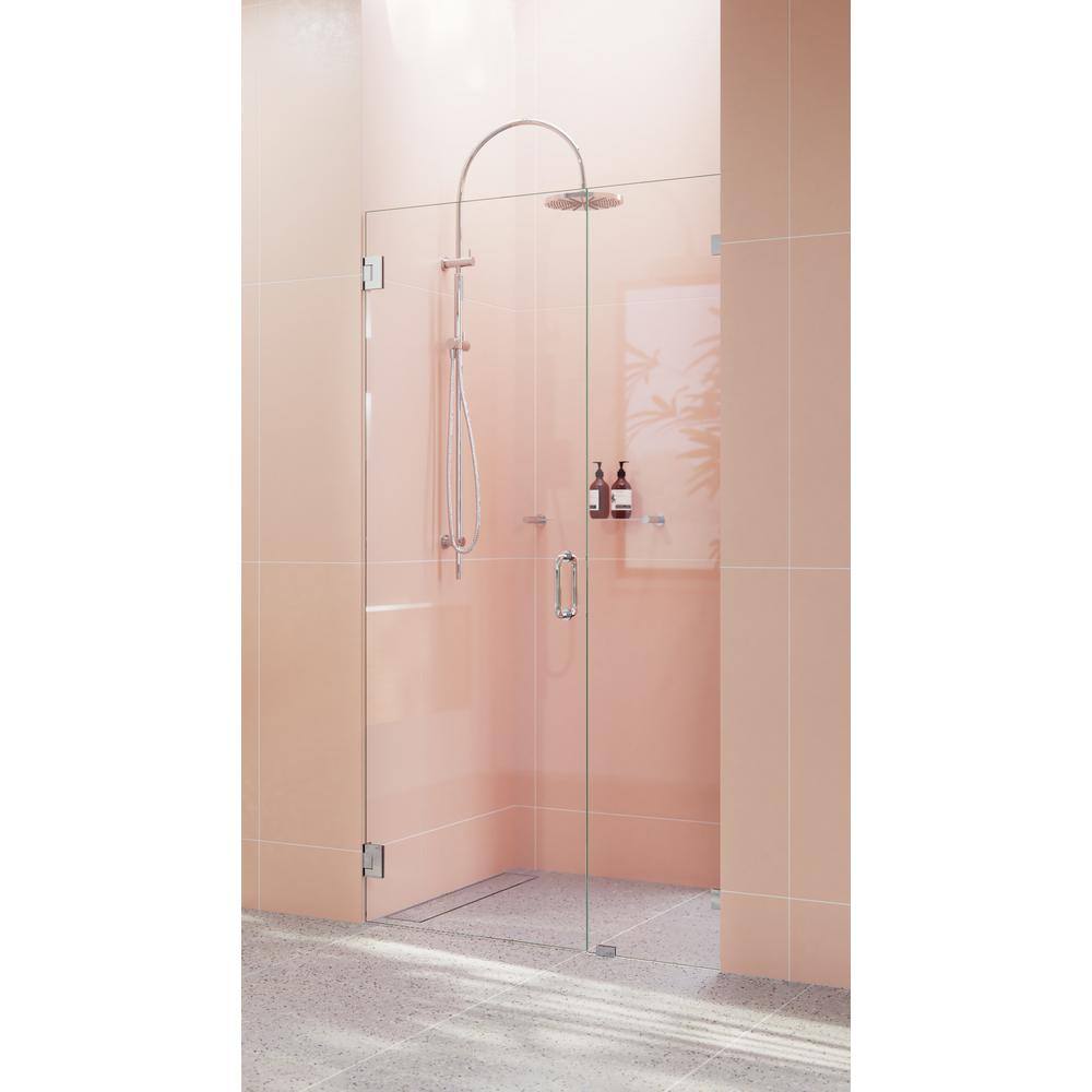 Illume 36.75 in x 78 in Frameless Glass Shower Door with Chrome Hardware