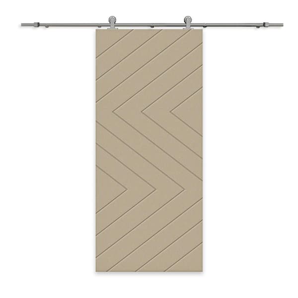 CALHOME 30 in. x 80 in. Unfinished Composite MDF Paneled Interior Sliding Barn Door with Hardware Kit