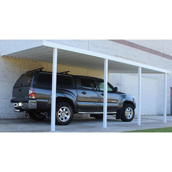 16 ft. x 10 ft. White Aluminum Frame White Roof Carport, 4 Posts 30 lbs. Snow Load