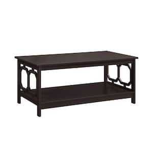 Omega 38.5 in. (L) Espresso 17.75 in. (H) Rectangle Wood Coffee Table with Bottom Shelf
