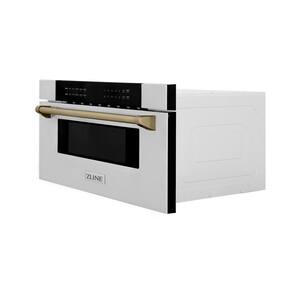 30 in. W 1.2 cu. ft. 1000-Watt Built-In Microwave Drawer in Stainless Steel and Champagne Bronze Accents