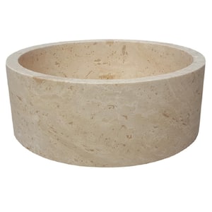 Cylindrical Natural Stone Vessel Sink in Beige