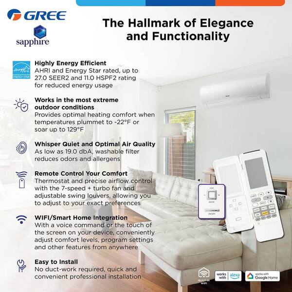 Green Electric Plus Airco Mono Split 12000 BTU - WiFi, A++/A+, R32 | Met 5m Installatieset