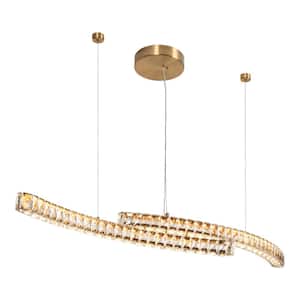 Vaquita 2-Light Dimmable Integrated LED Plating Brass Crystal Chandelier for Dining Room