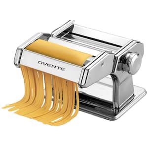 150 mm Silver Stainless Steel Manual Pasta Maker with 7 Thickness Settings and 3 Premium Attachments