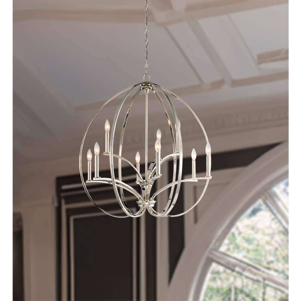 Elegant Enchanted 9-Light Polished Nickel Candelabra Chandelier