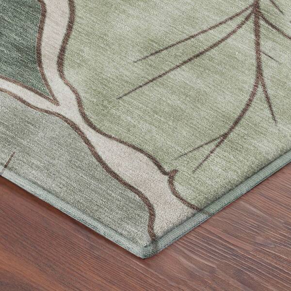 Mayfield Premium Machine Washable Abstract AMF2348 Basil 2 ft. x 7 ft. Runner Rug