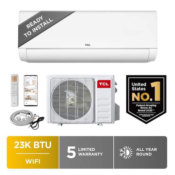Ready to Install 23,000 BTU 22 SEER2 Wi-Fi Ductless Mini Split Year Round AC and Heat Pump w/ 16 ft. Lines 230V System
