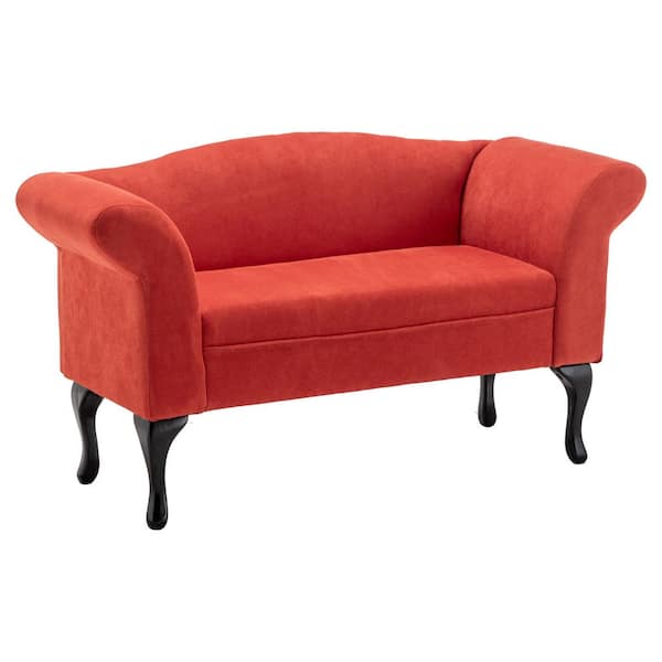 Unbranded Orange Modern Simple Linen Fabric 2 Seat Kids Sofa Chairswith Wooden Legs