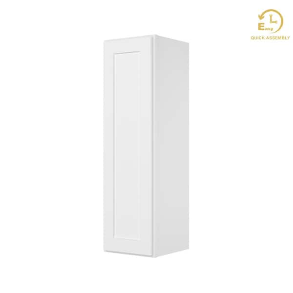 HOMLUX Easy-DIY 12 in. W x 12 in. D x 42 in. H Ready to Assemble Wall Kitchen Cabinet in Shaker White 1-Door-3 Shelves