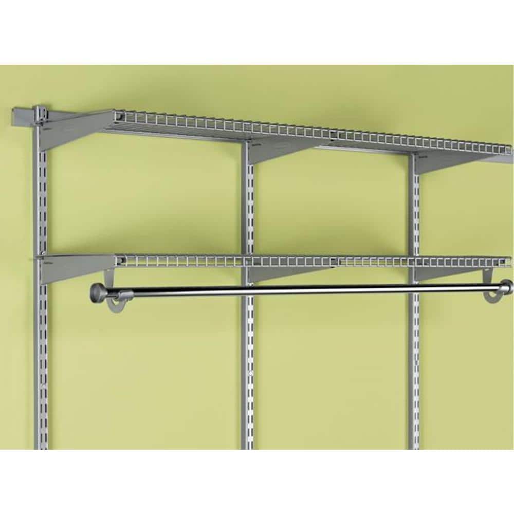 Rubbermaid Silver Adjustable Closet Shelving Kit with Hang Rod