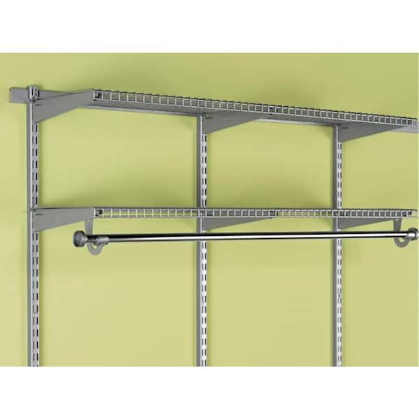 Rubbermaid 48-Inch Titanium Space Add-On Shelving and Hanging Clothes Kit 