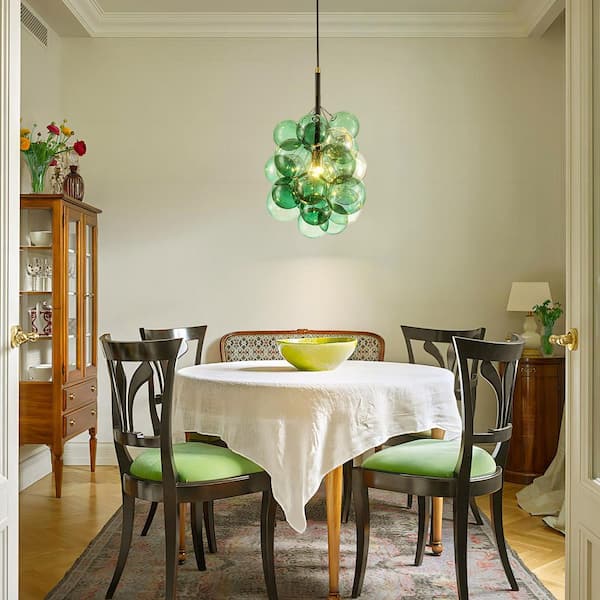 Agosto 1-Light Modern Glam Black and Gold Cluster Colored Glass Globe Bubble Chandelier with 1 bulb included