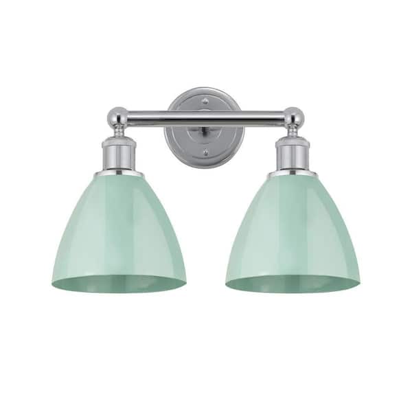 Plymoth Dome 16.5 in. 2-Light Polished Chrome Vanity Light with Metal Shade