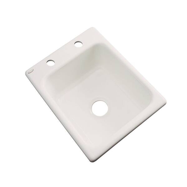 Unbranded Crisfield Beige Acrylic 17 in. 2-Hole Drop-in Bar Sink