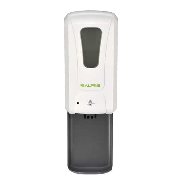 Alpine Industries 1200 ml. Automatic Soap and Gel Hand Sanitizer Dispenser in White with Drip Tray