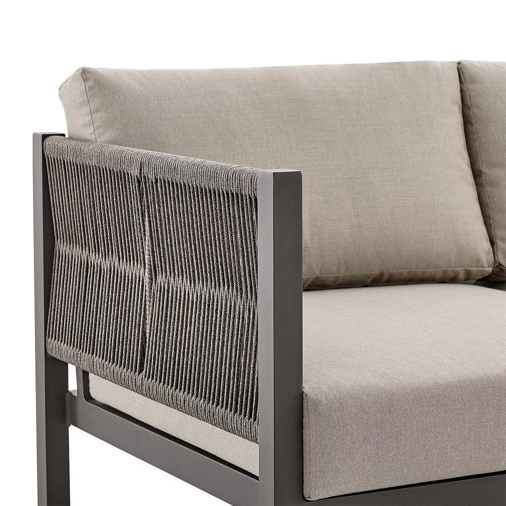Mareike Gray Aluminum and Rope Outdoor Lounge Chair with Cushions