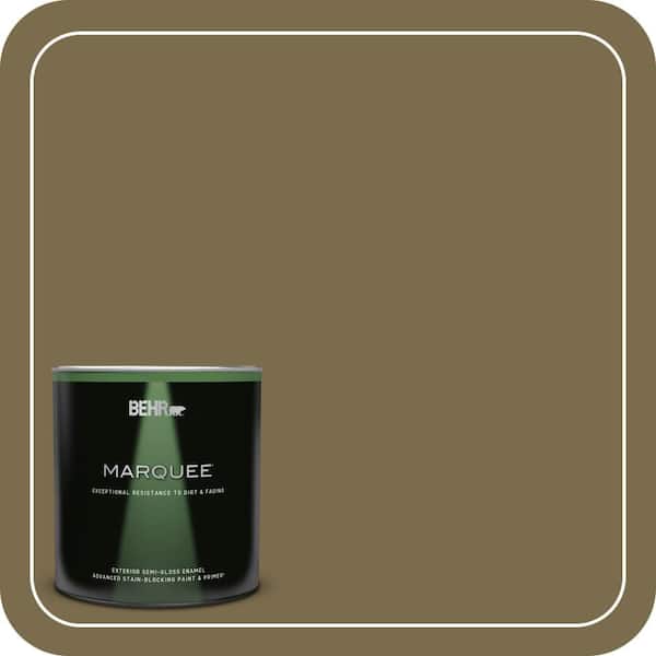 BEHR MARQUEE 1 qt. #PPU8-01 Olive Semi-Gloss Enamel Exterior Paint & Primer