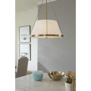 Saffert Collection 22 in. 3-Light Vintage Brass with Clear Glass Shades New Traditional Pendant for Kitchen