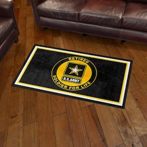 U.S. Army Black 3 X 5 ft. Tufted Solid Nylon Rectangle Indoor Area Plush Area Rug