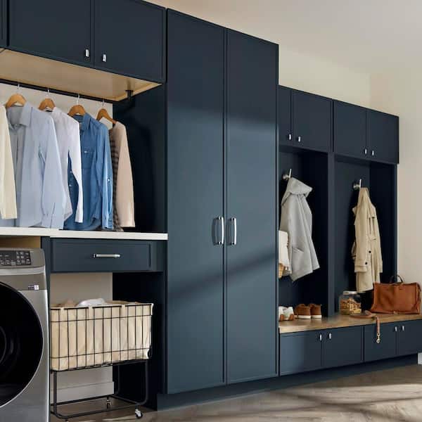 Leyton 36 in. W x 24 in. D x 84 in. H Ready To Assemble Plywood Slim Shaker Wide Pantry Kitchen Cabinet in Ink Blue