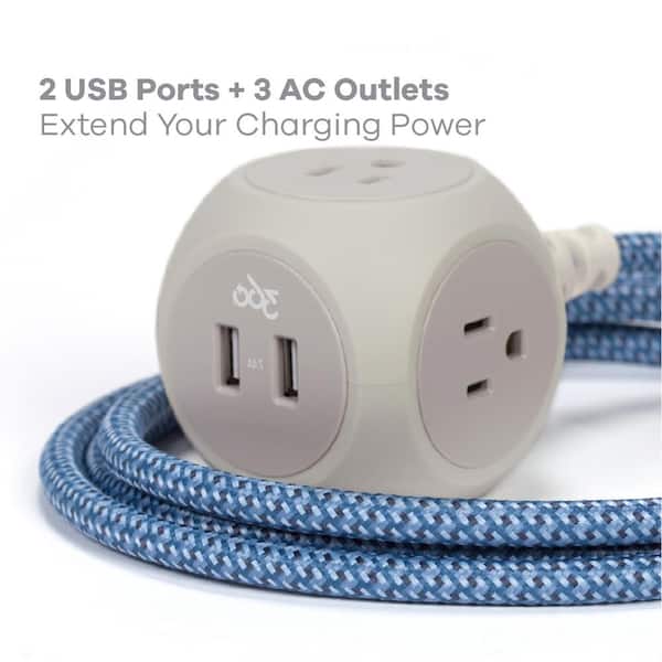 360 Electrical Habitat 6 ft. 3-Outlet Extension Cord w/2.4A 2-Port USB  360461-ST-4ES-C1 - The Home Depot