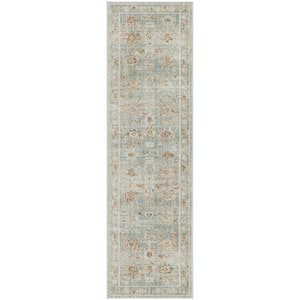 Oases Light Blue 2 ft. x 8 ft. Distressed Traditional Runner Area Rug