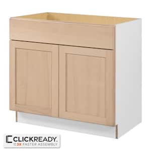 36 in. W x 24 in. D x 34.5 in. H Ready to Assemble Sink Base Kitchen Cabinet in Unfinished with CLICKREADY Technology