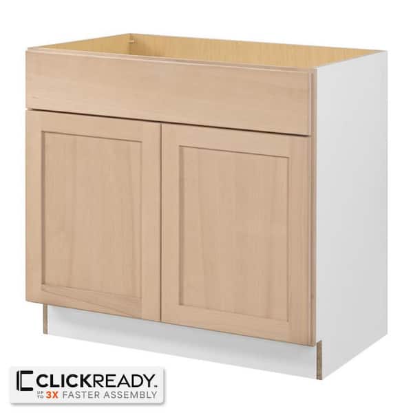 36 in. W x 24 in. D x 34.5 in. H Ready to Assemble Sink Base Kitchen Cabinet in Unfinished with CLICKREADY Technology