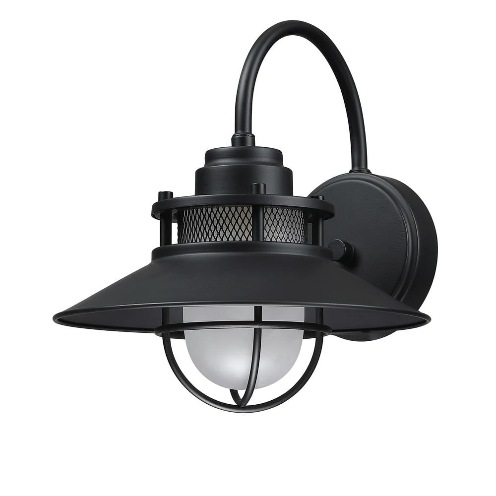 Hukoro 11 in. H 1-Light Matte Black Hardwired Outdoor Wall Lantern Sconce  F14261-BK - The Home Depot