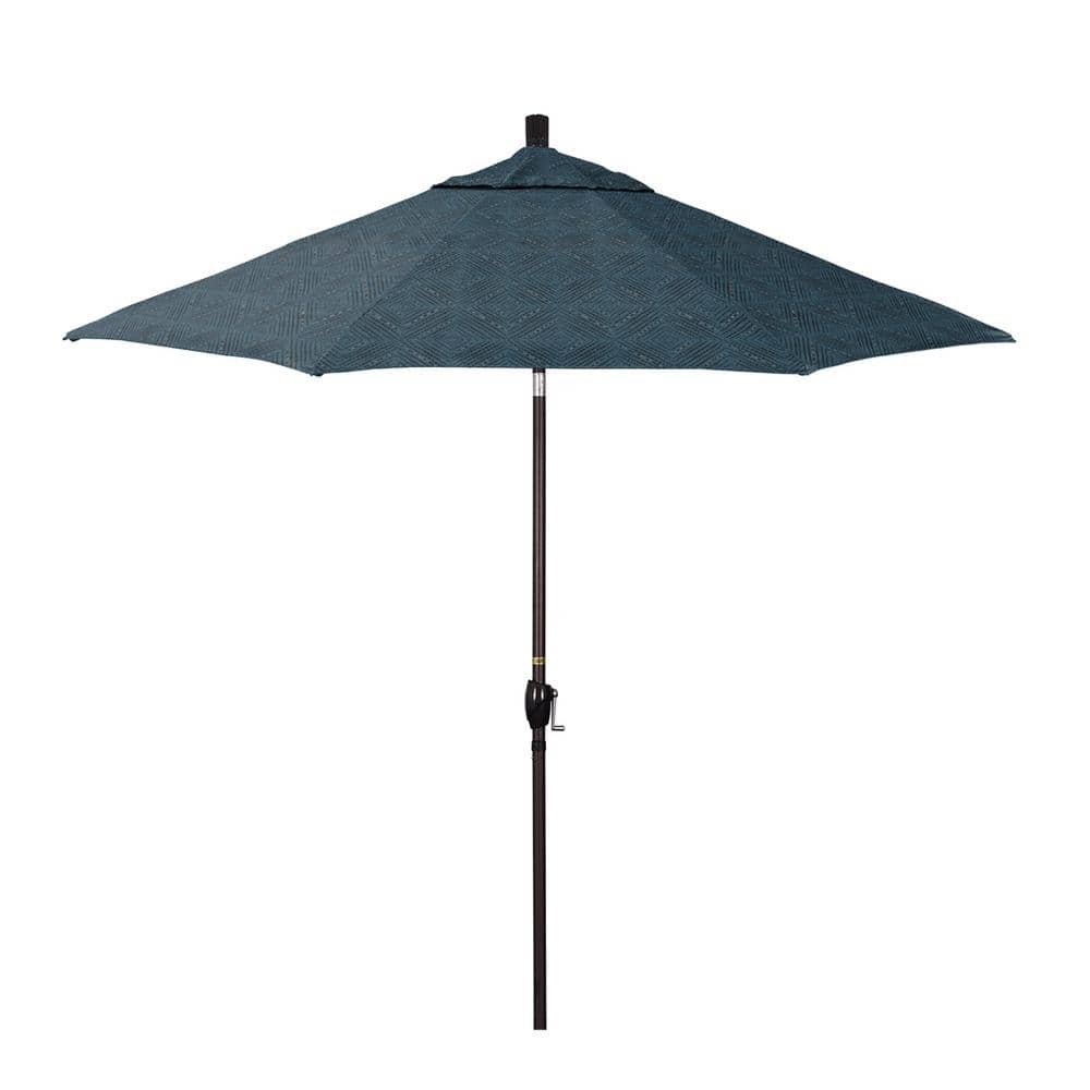 9 ft. Bronze Aluminum Market Patio Umbrella with Crank Lift and Push-Button Tilt in Domino Lagoon Pacifica Premium price history on PriceWatchPro
