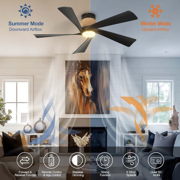 Reviews for TOZING 52 in. Smart Indoor Black Rope Low Profile