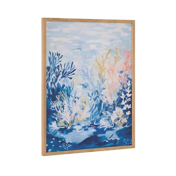 Kate and Laurel Gallery Underwater Ocean Landscape by The Creative Bunch Studio Natural Framed Art Print 16 in. x 20 in.