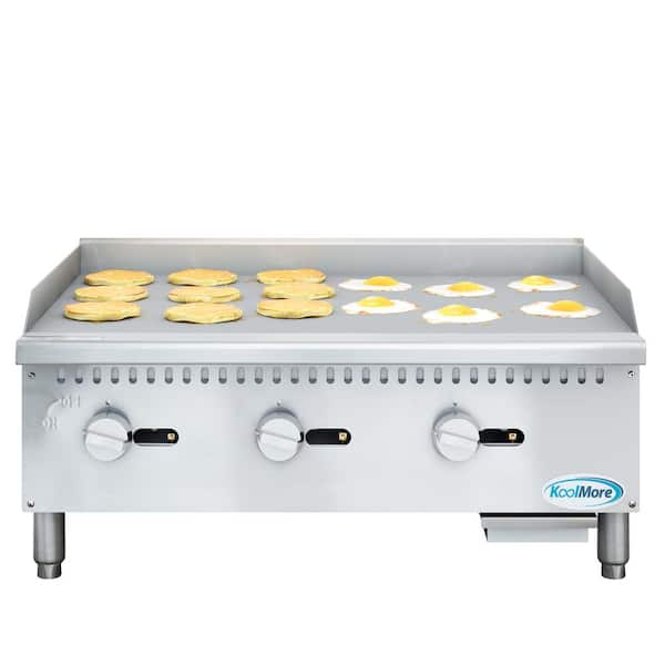 Commercial 36 in. Natural Gas 3-Burner Griddle with 90,000 BTU in Stainless-Steel