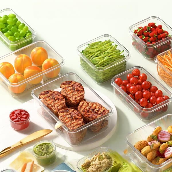 Food Storage Containers with Lids, Labels and Pen for Kitchen Storage and Meal Prep, Leak Proof and Reusable (60-Pack)