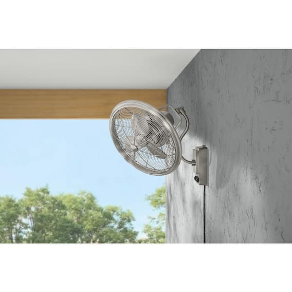 Home Decorators Collection Bentley II 18 in. Indoor/Outdoor Brushed Nickel Oscillating Wall Fan