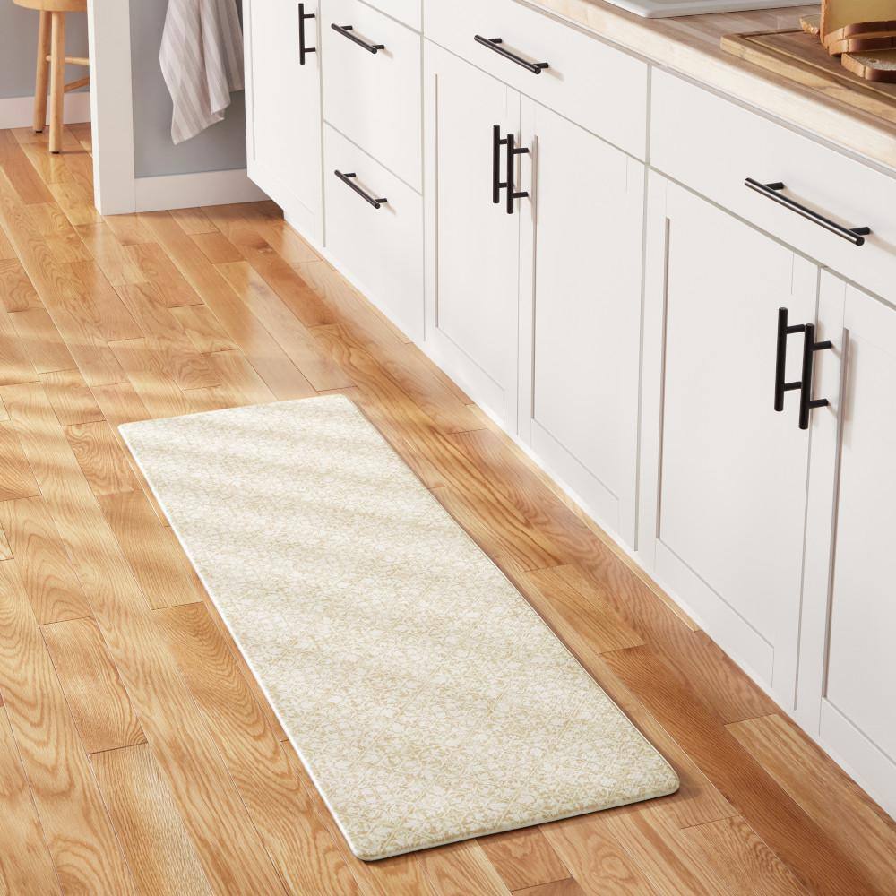 Beige Medallion Memory Foam Non-Slip Runner Mat