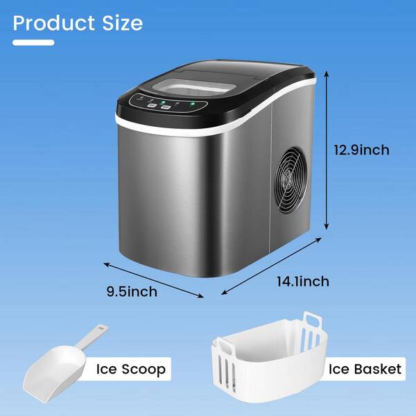 Elexnux 9.5 in. 26 lbs. Portable Countertop Ice Maker Machine for
