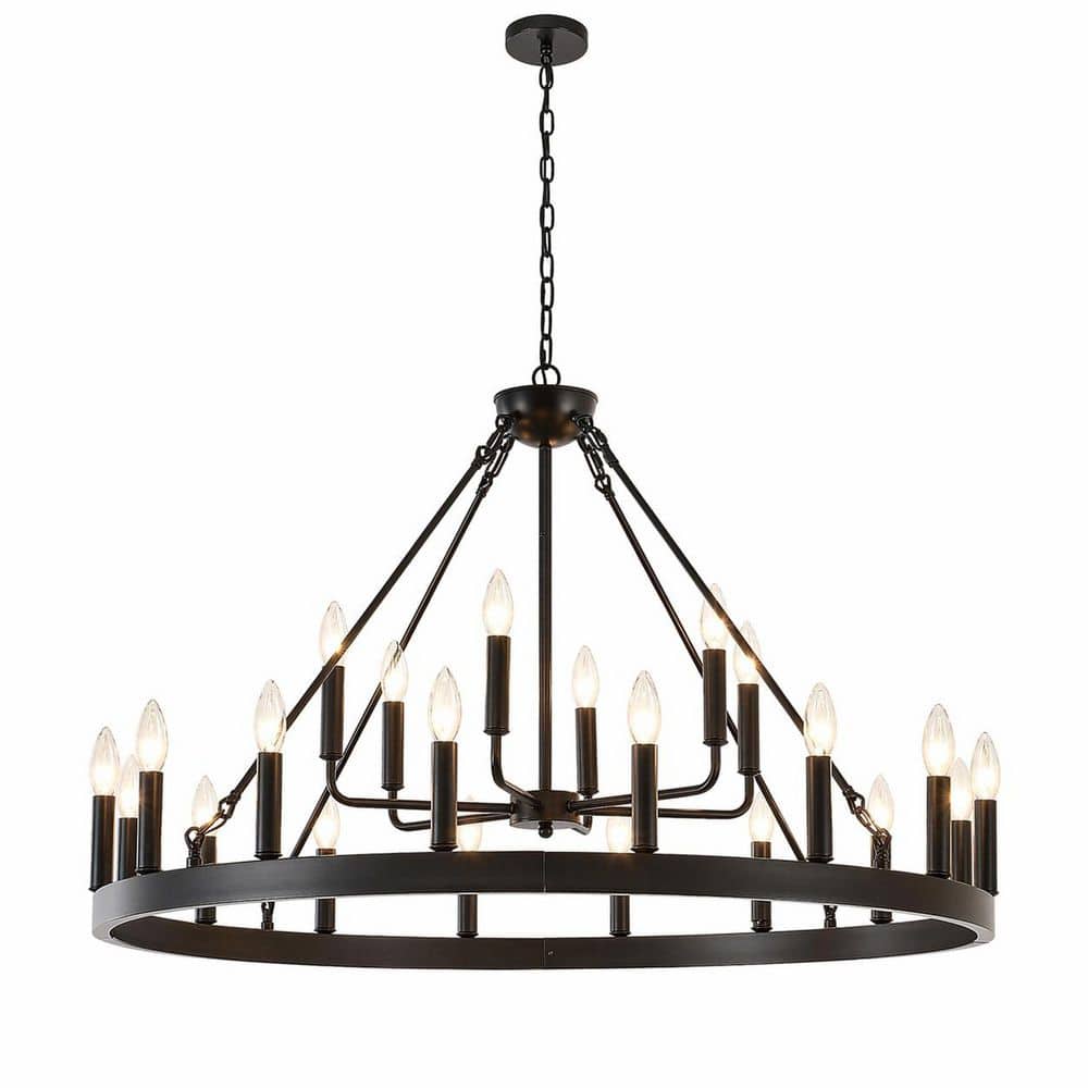 22 Light Matt Black Wagon Wheel Chandelier Farmhouse Industrial Round Pendant Light Fixture for High Ceilings price history on PriceWatchPro
