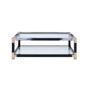 Lafty White Brushed, Black, Gold and Clear Glass Coffee Table