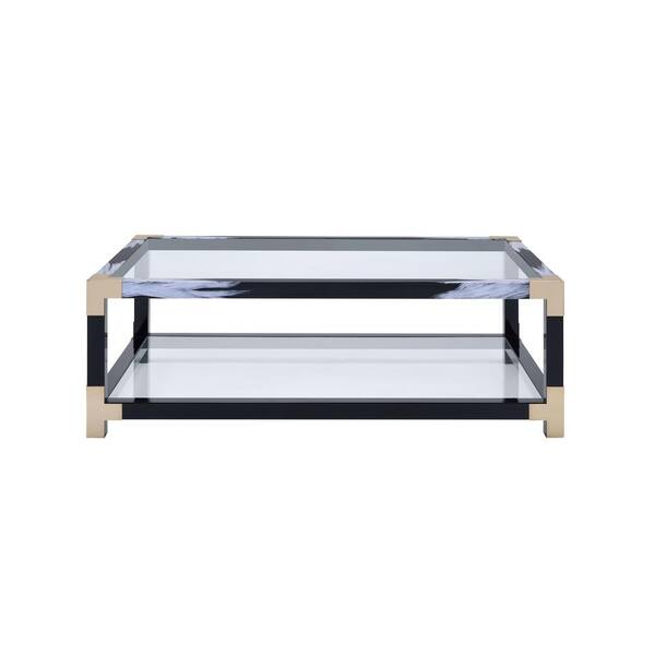 Acme Furniture Lafty White Brushed, Black, Gold and Clear Glass Coffee Table