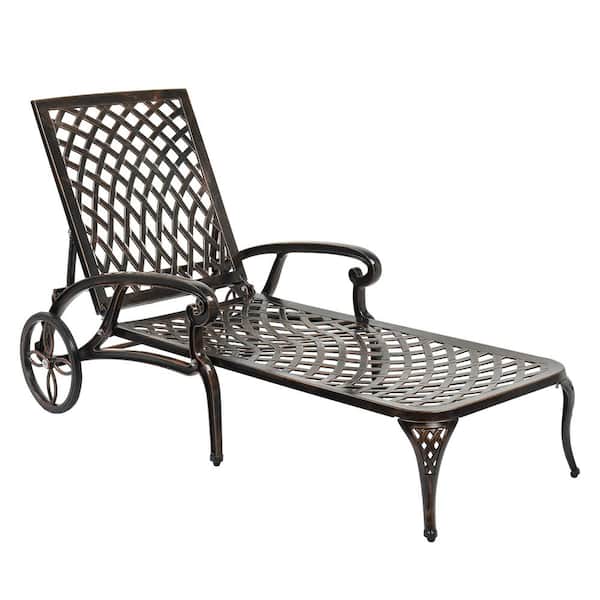 Bronze Metal Adjustable Outdoor Chaise Lounge