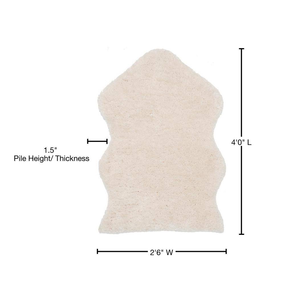Ivory 30" Hand-Tufted Synthetic Sheepskin Shag Rug