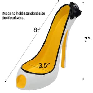High Heel Shoe Wine Single Bottle Holder, Stylish Conversation Starter Wine Rack (White Flower)