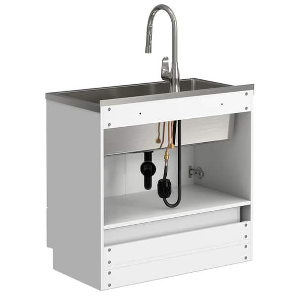 Simpli Home Reed All-In-One 36 in. Drop-In Utility Laundry Sink