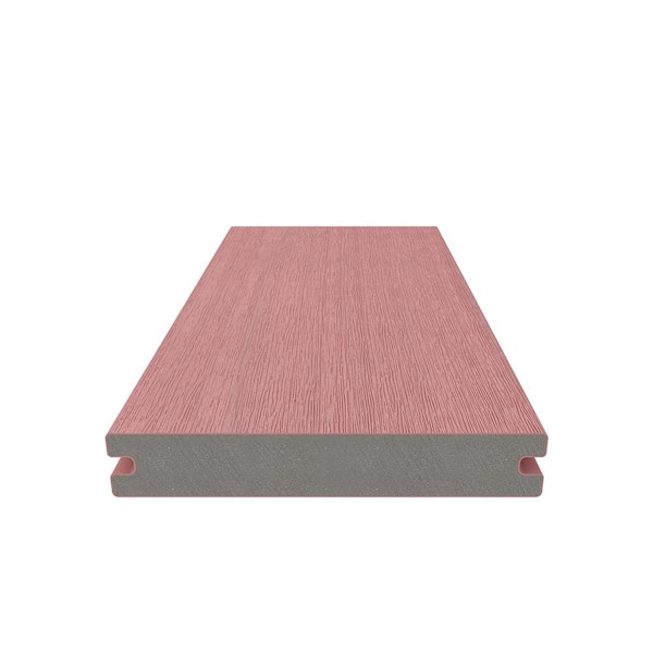 UltraShield Naturale Magellan 1 in. x 6 in. x 1 ft. Seoul Pink Solid with Groove Composite Decking Board Sample