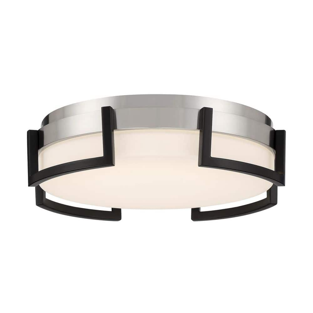 George Kovacs P953-2-691-L Bexel Set LED Flush Mount, Coal with Brushed Nickel