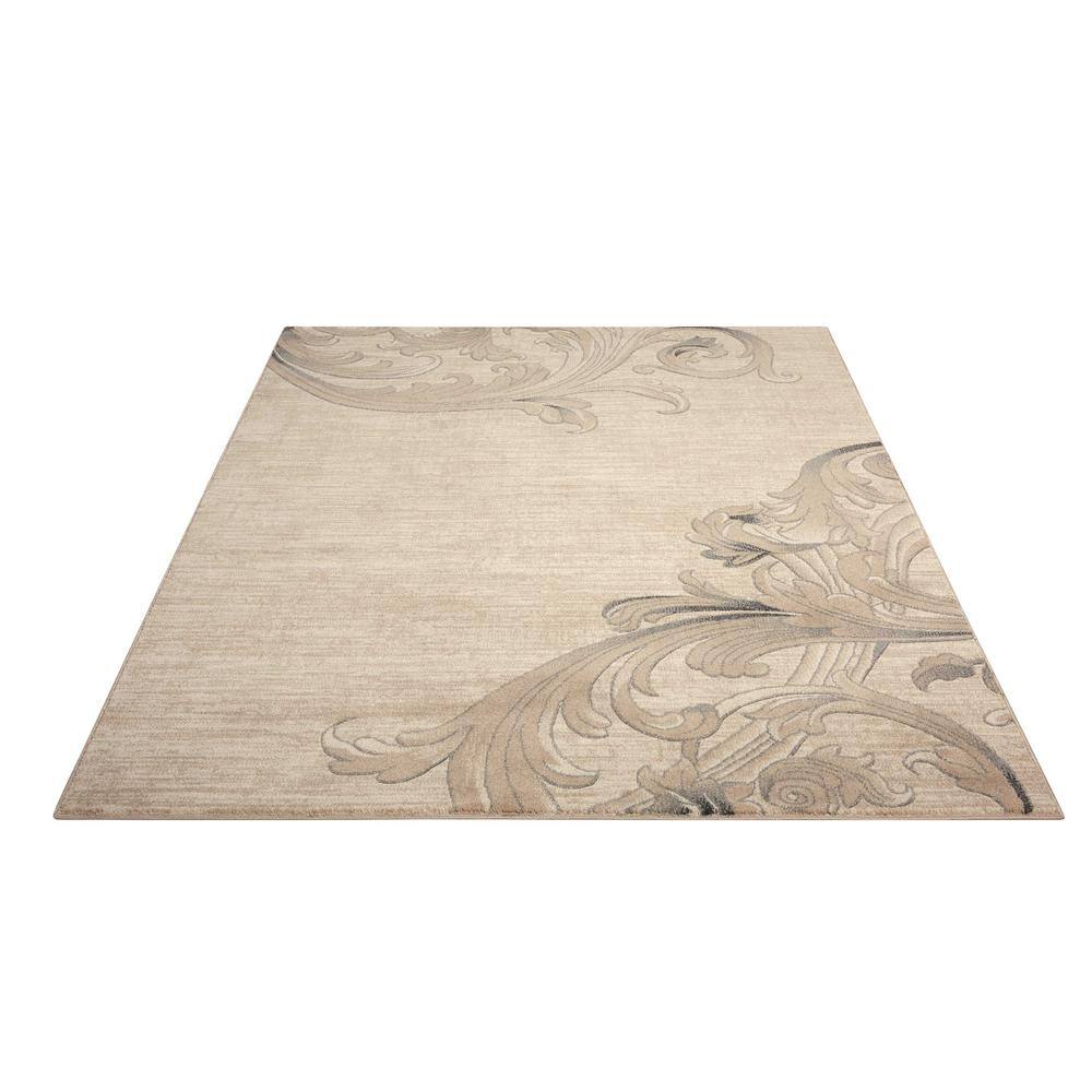 Mocha Floral Synthetic 9' x 12' Area Rug